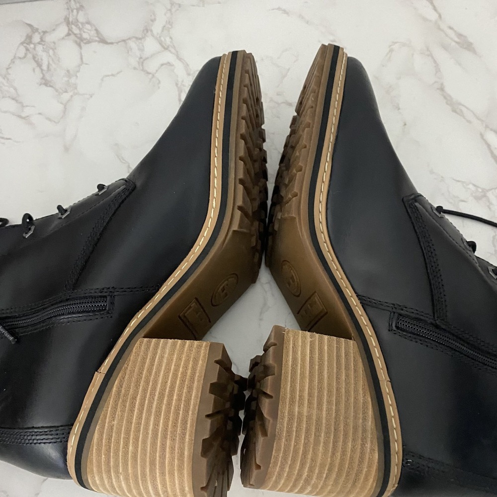 Timberland Sienna High Lace-Up Waterproof Boots Sz 10 Black Leather Heeled - Picture 10 of 15